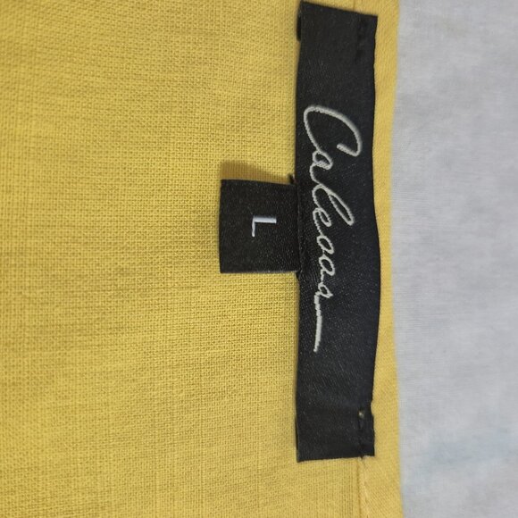 Calessa Women's Blouse Size L Boho  V-Neck Long Sleeve Yellow Embroidered (53) - Picture 9 of 11